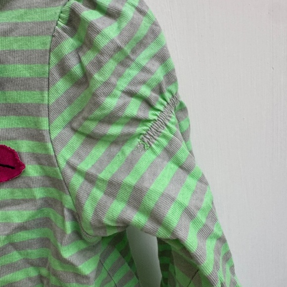 First Impressions 18M Girls Green & Gray Striped Long Sleeve Floral Shirt Blouse - Picture 4 of 6